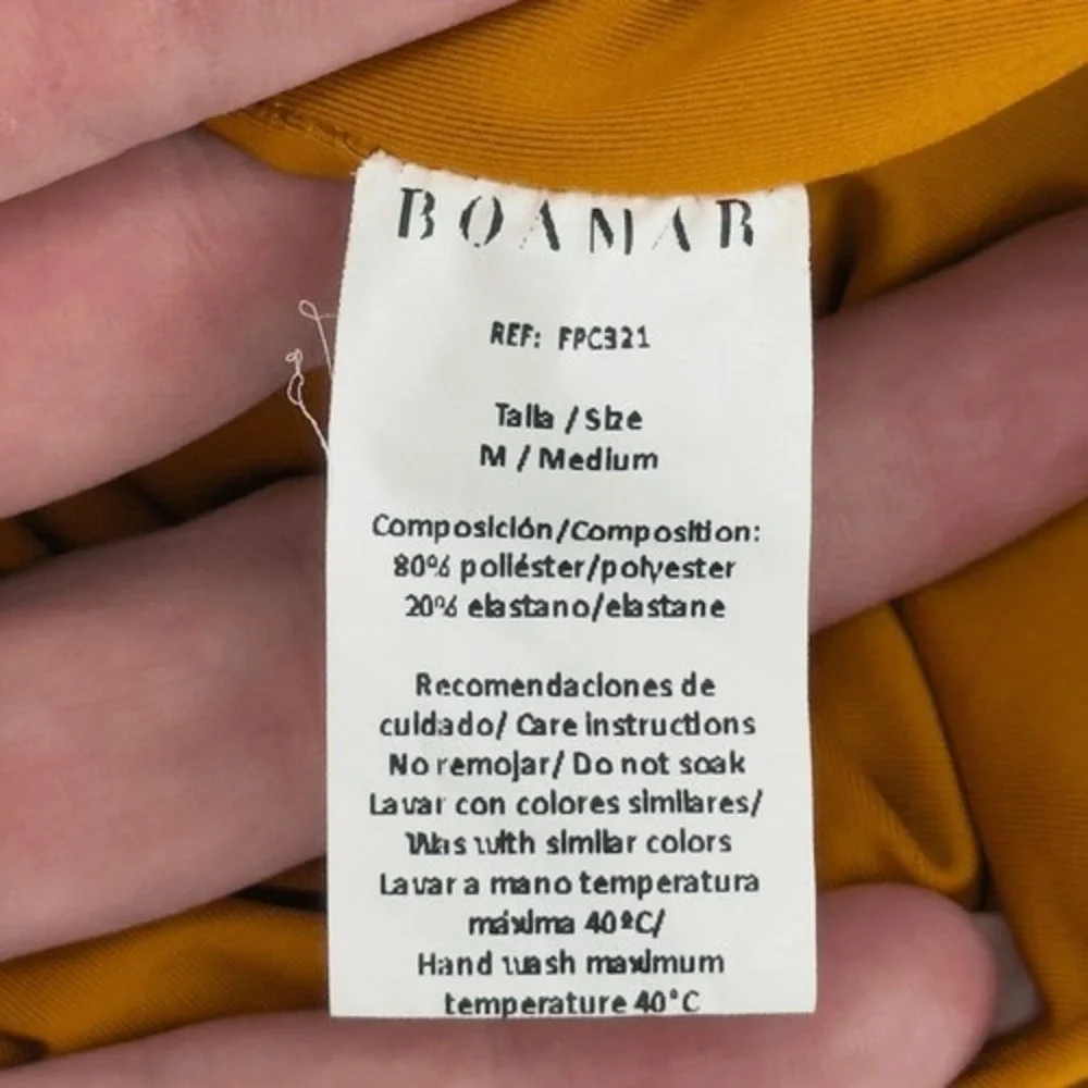 Boamar Mustard Yellow High Neck Cutout One-Piece‎ Swimsuit M